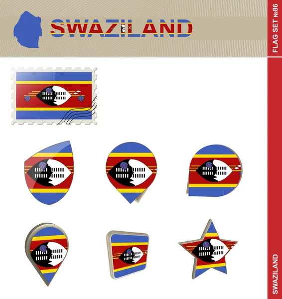 Swaziland Set Bandiera, Set Bandiera 86 — Vettoriale Stock