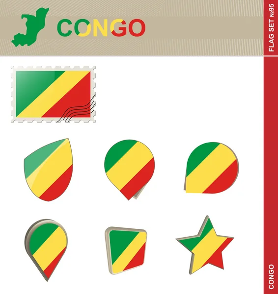 Conjunto de bandera del Congo, Conjunto de bandera 95 — Vector de stock