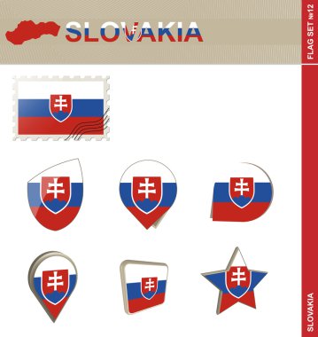 Slovakya bayrağı ayarlanmış, bayrak kümesi 12