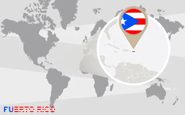 Παγκόσμιο χάρτη με μεγεθυμένη Πουέρτο Ρίκο — Διανυσματικό Αρχείο