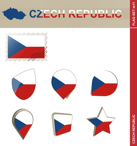 Czech Republic Flag Set, Flag Set 11 — Stock Vector