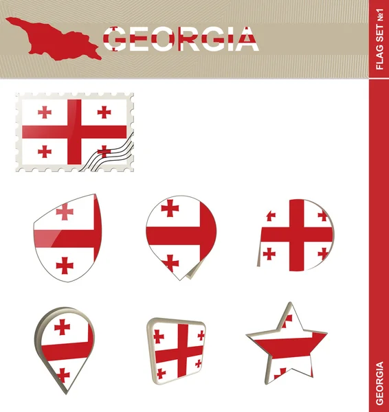 Set de bandera de Georgia, Set de bandera 1 — Vector de stock