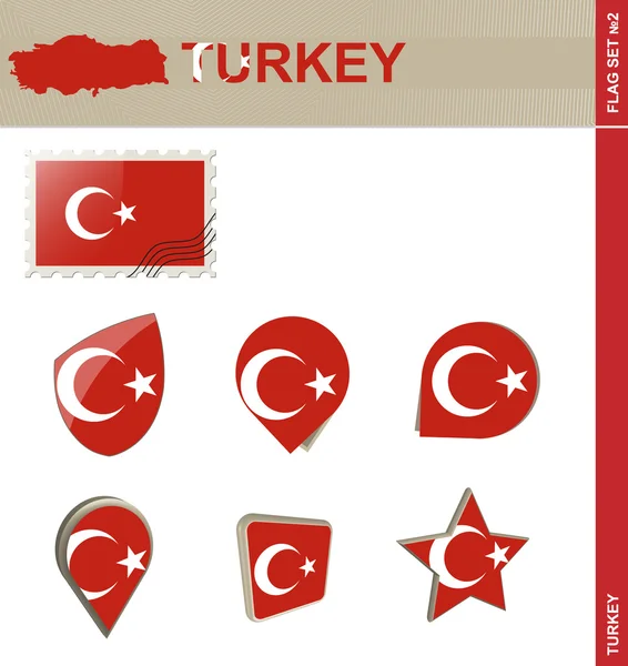 Set de bandera de Turquía, Set de bandera 2 — Archivo Imágenes Vectoriales