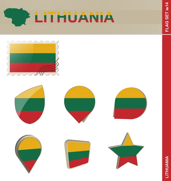 Litouwen vlag is ingesteld, vlag Set 14 — Stockvector