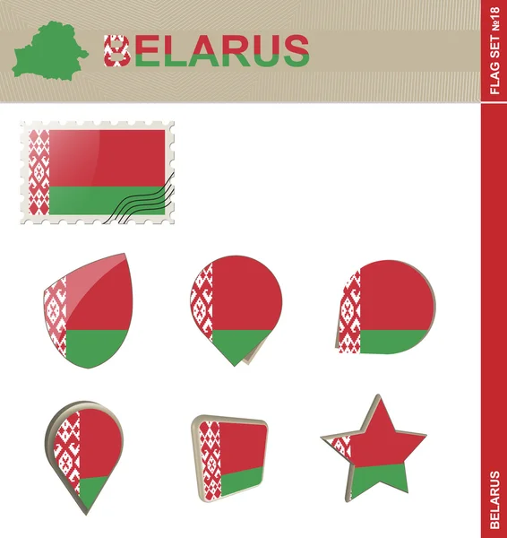 Ensemble de drapeaux Belarus, Ensemble de drapeaux 18 — Image vectorielle