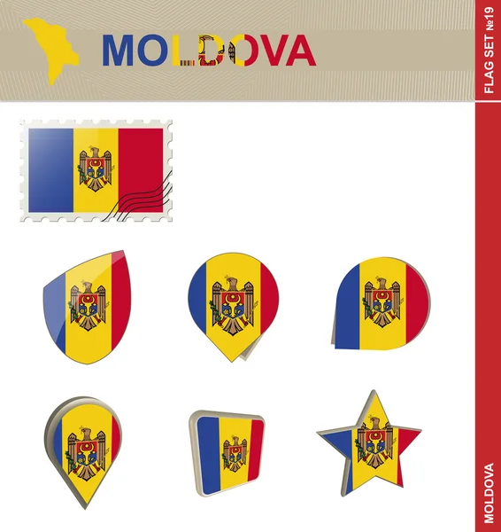 Ustawiona flaga Mołdawii, flagi zestaw 19 — Wektor stockowy