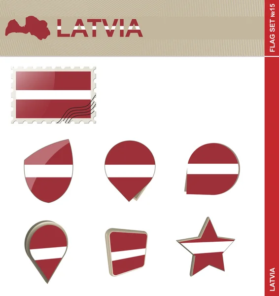 ラトビア国旗セット、フラグ セット 15 — ストックベクタ