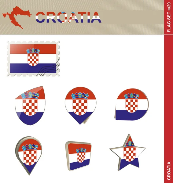 Croatia Flag Set, Flag Set 29 — Stock Vector