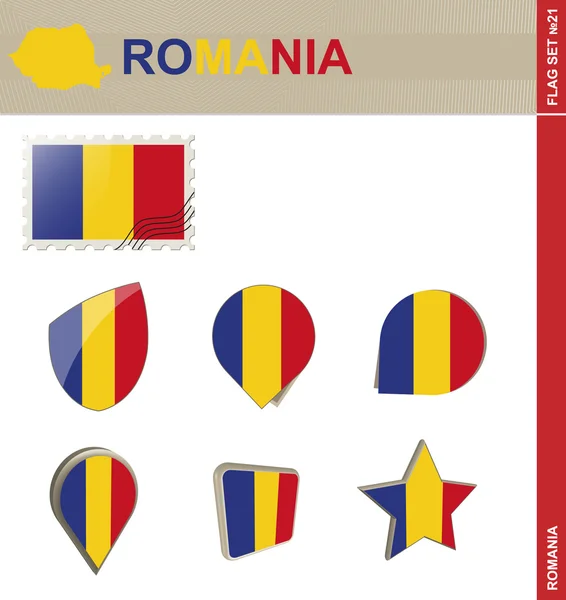 Romania Bandiera Set, Bandiera Set 21 — Vettoriale Stock
