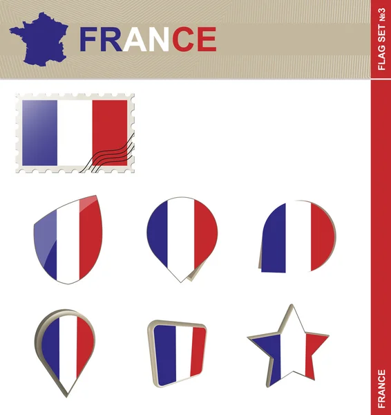 Set de bandera de Francia, Set de bandera 3 — Archivo Imágenes Vectoriales