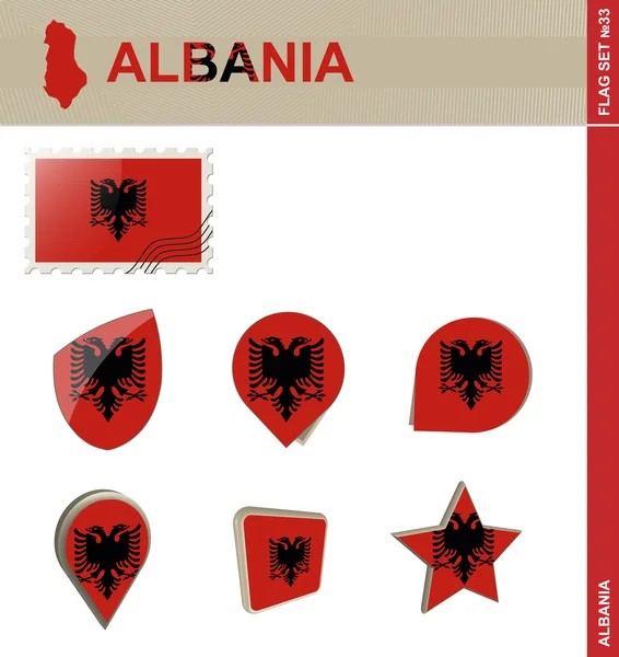 Ensemble de drapeaux Albanie, Ensemble de drapeaux 33 — Image vectorielle