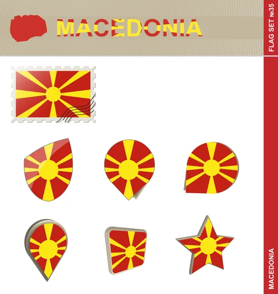 Ensemble de drapeau de Macédoine, Ensemble de drapeau 35 — Image vectorielle