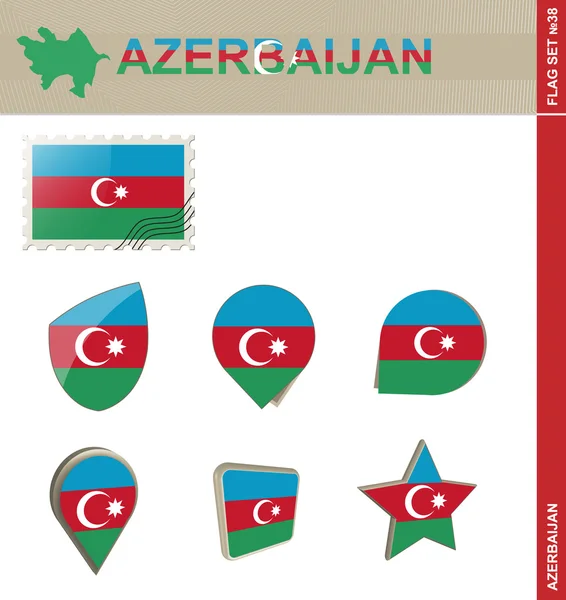 Set de bandera de Azerbaiyán, Set de bandera 38 — Archivo Imágenes Vectoriales