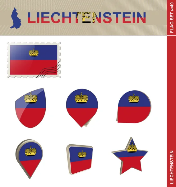 Liechtenstein Flag Set, Flag Set 40 — Stock Vector