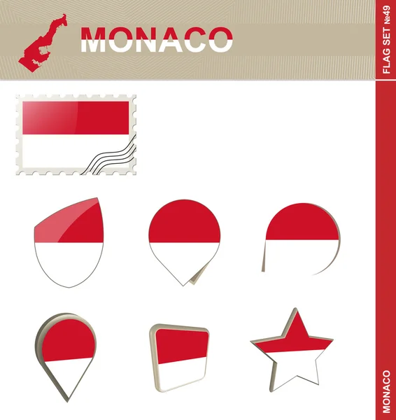 モナコ国旗セット、フラグ セット 49 — ストックベクタ