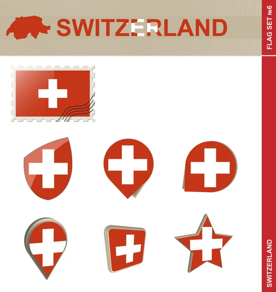 スイス フラグを設定、フラグが設定されて 6 — ストックベクタ