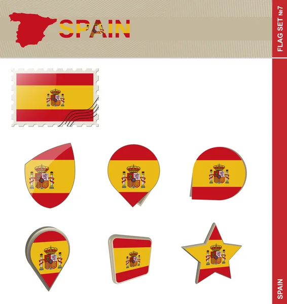 Spain Flag Set, Flag Set 7 — Stock Vector