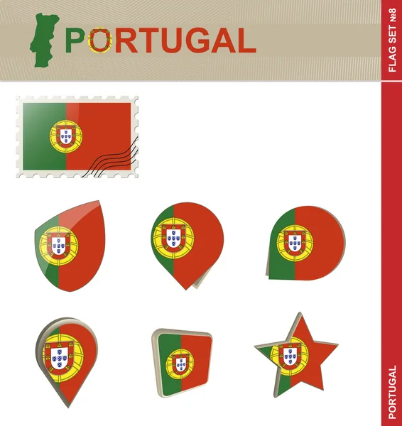 ポルトガル国旗セット、フラグ セット 8 — ストックベクタ