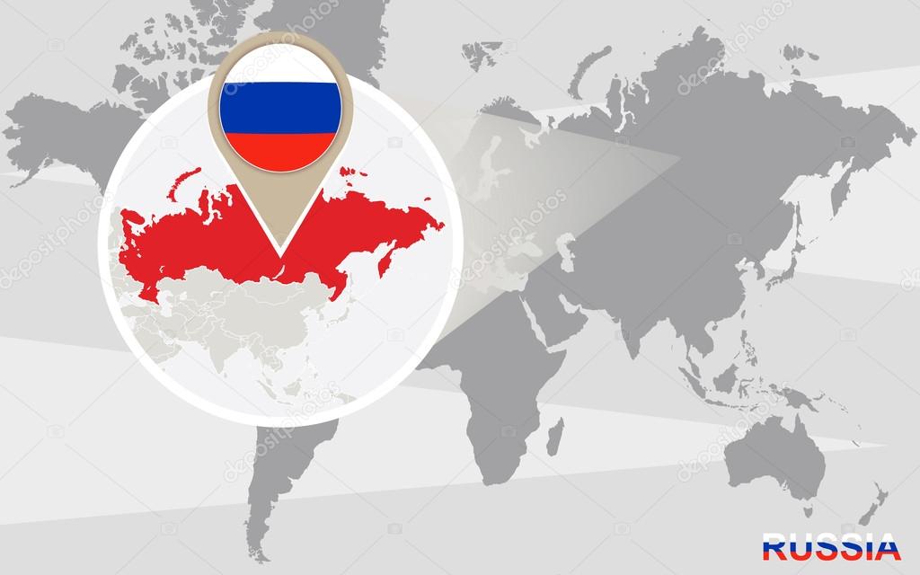 Wereldkaart met vergrote Rusland — Stockvector © boldg ...