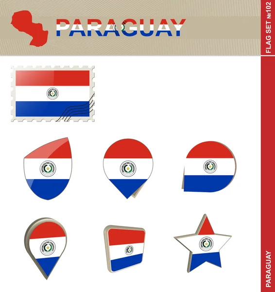 Paraguay Flag Set, Flag Set 102 — Stock Vector