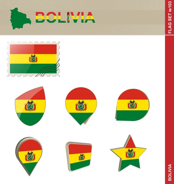 Bolivia Flag Set, Flag Set 103 — Stock Vector