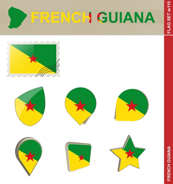 French Guiana Flag Set, Flag Set 110 — Stock Vector