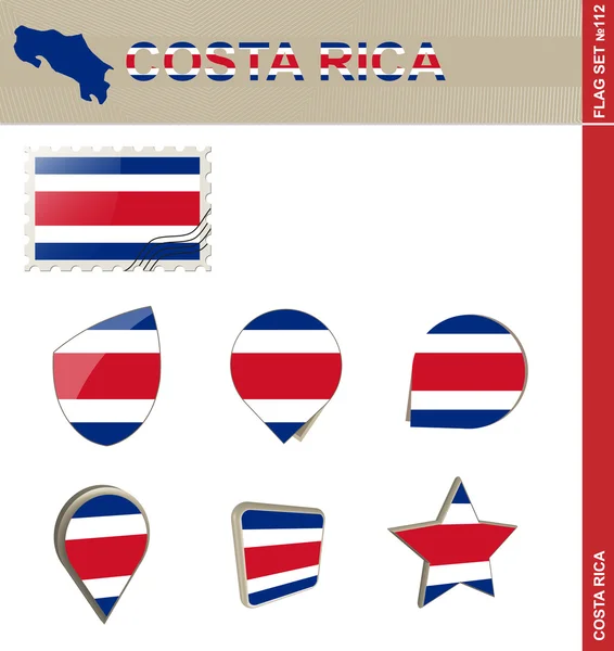 Costa rica flagge set, flaggenset 112 — Stockvektor