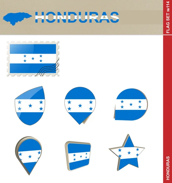 Honduras Flag Set, Flag Set 114 — Stock Vector