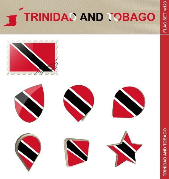 Conjunto de Bandeiras de Trinidad e Tobago, Conjunto de Bandeiras 123 —  Vetores de Stock