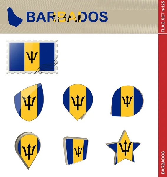 Set de Bandera de Barbados, Set de Bandera 125 — Archivo Imágenes Vectoriales
