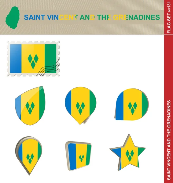 Saint Vincent i Grenadyny ustawiona flaga, flagi zestaw 131 — Wektor stockowy