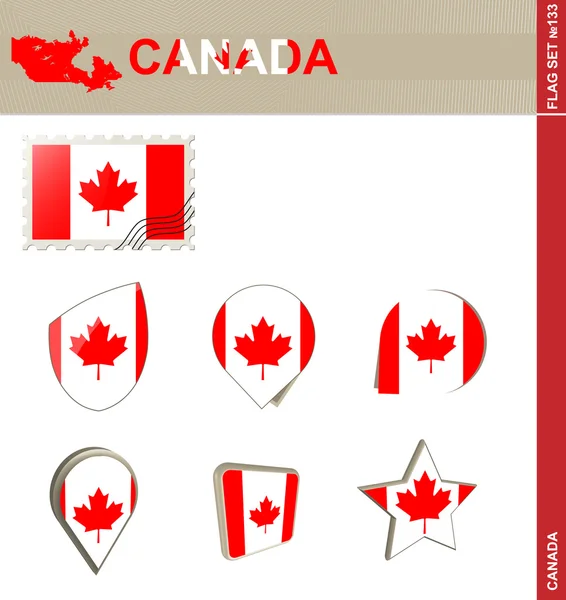 Canada Flag Set, Flag Set 133 — Stock Vector