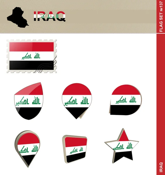 Irakische Flagge gesetzt, Flagge gesetzt 137 — Stockvektor