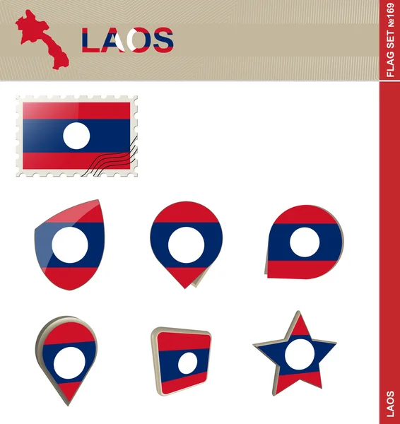 Set Bandera Laos, Set Bandera 169 — Vector de stock