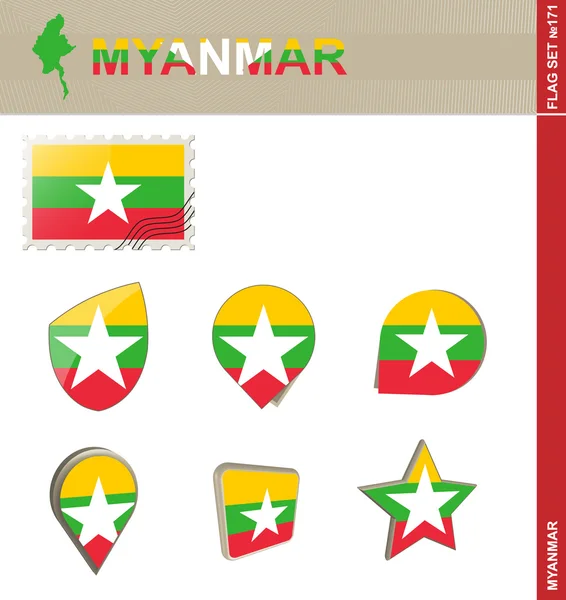 Набор флагов Мьянмы, флаг 171 — стоковый вектор