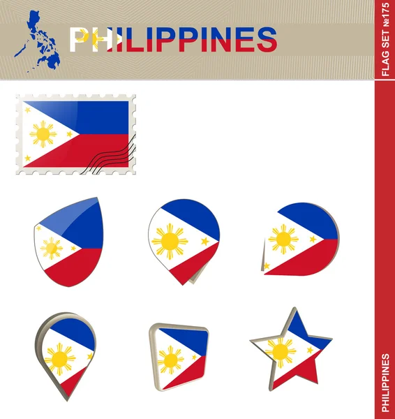 Philippinische Flagge gesetzt, Flagge gesetzt 175 — Stockvektor