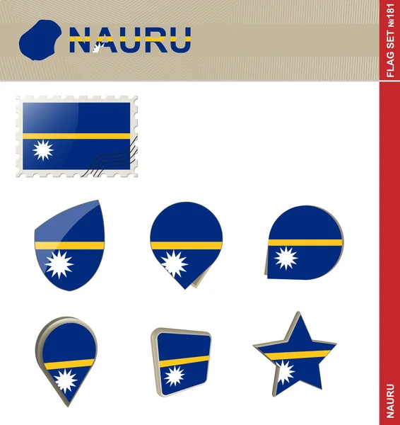 Nauru Flag Set, Flag Set 181 — Stock Vector