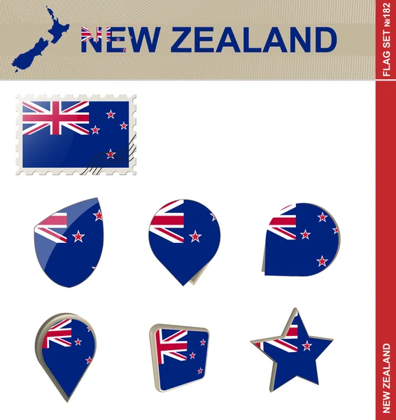 Set Bandiera Nuova Zelanda, Set Bandiera 182 — Vettoriale Stock