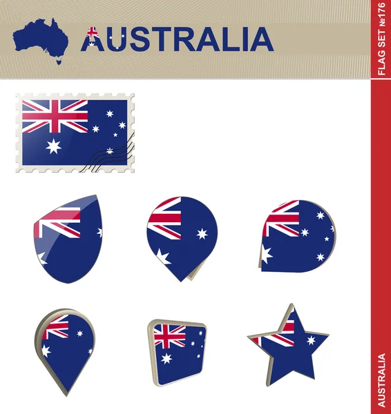 Ensemble de drapeaux Australie, Ensemble de drapeaux 176 — Image vectorielle