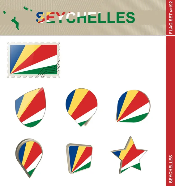 Seychelles Flag Set, Flag Set 192 — Stock Vector