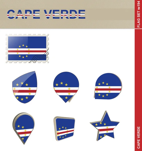 Conjunto de Bandeiras de Cabo Verde, Conjunto de Bandeiras 194 —  Vetores de Stock