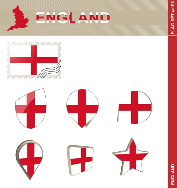 England Flag Set, Flag Set 198 — Stock Vector