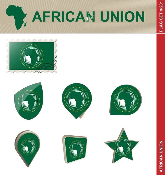 African Union Flag Set, Flag Set 201 — Stock Vector