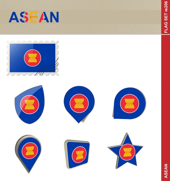 Set de Banderas ASEAN, Set de Banderas 206 — Vector de stock