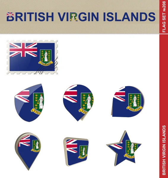 Conjunto de bandera de las Islas Vírgenes Británicas, conjunto de bandera 208 — Archivo Imágenes Vectoriales