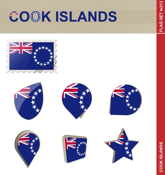 Cook Islands Flag Set, Flag Set 213 — Stock Vector