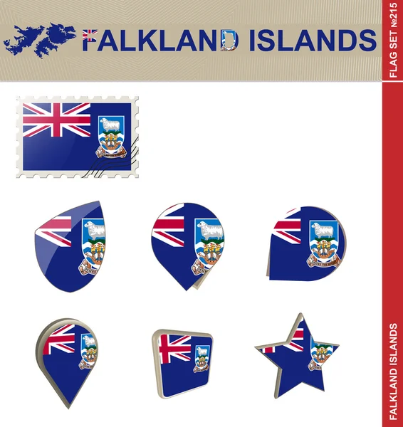 Falkland Islands Flag Set, Flag Set 215 — Stock Vector