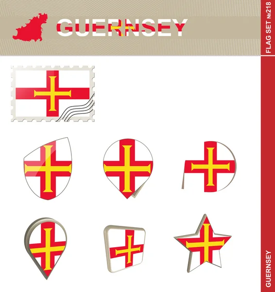 Guernsey Flag Set, Flag Set 218 — Stock Vector