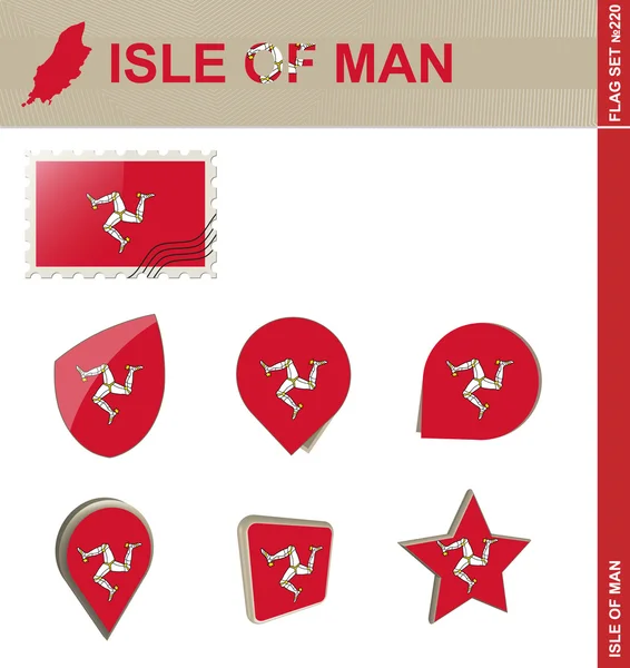 Isle of Man Flag Set, Flag Set 220 — Stock Vector