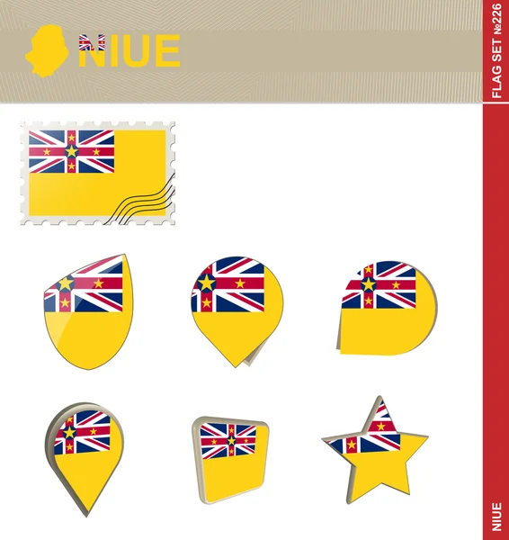 Niue Flag Set, Flag Set 226 — Stock Vector